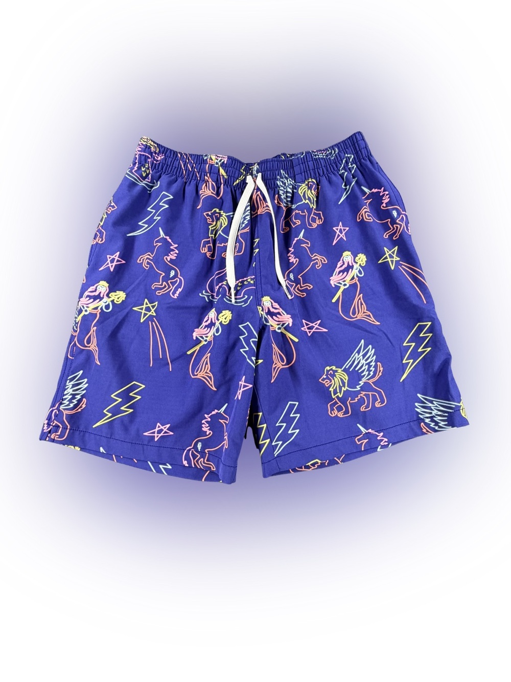 Men’s chubbies Blue Swim Shorts with Neon Yellow Accents Size M